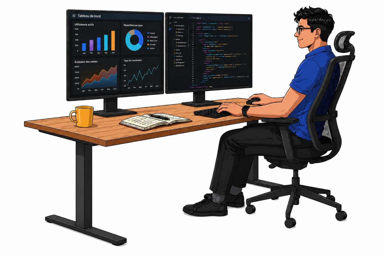 An Extra Dev developer at work at their desk